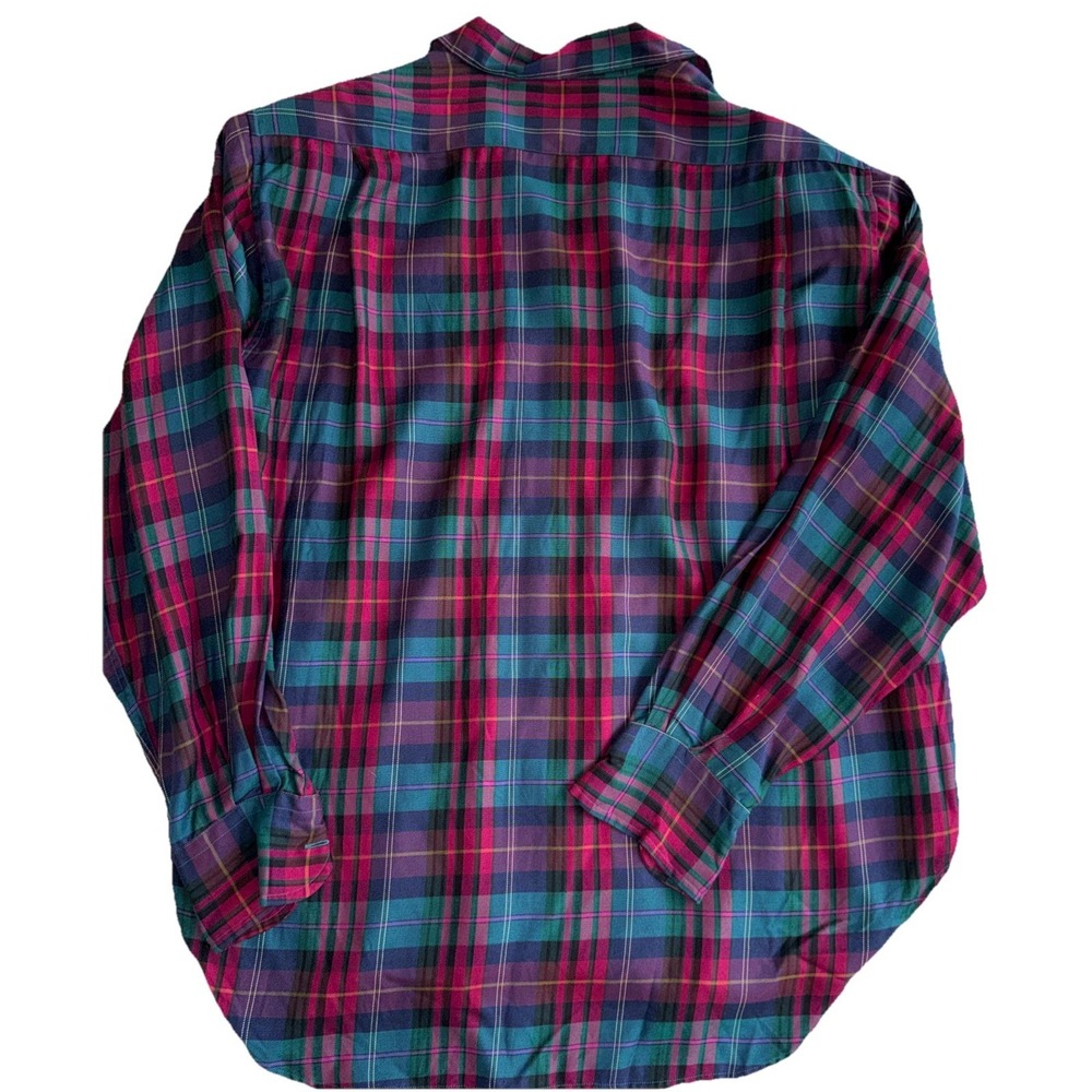 Ralph Lauren Women's Relaxed Fit Plaid Cotton Shirt Green Multi Women's 12 - Picture 8 of 9